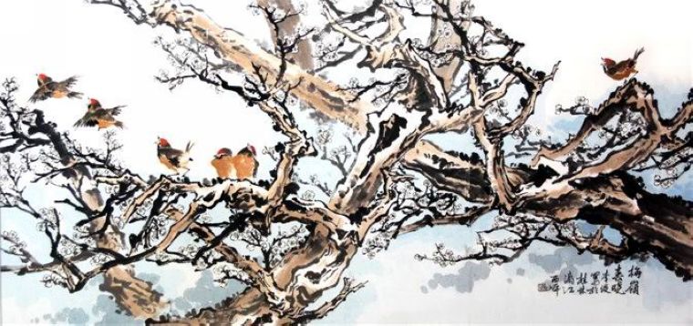 八尺國畫花鳥